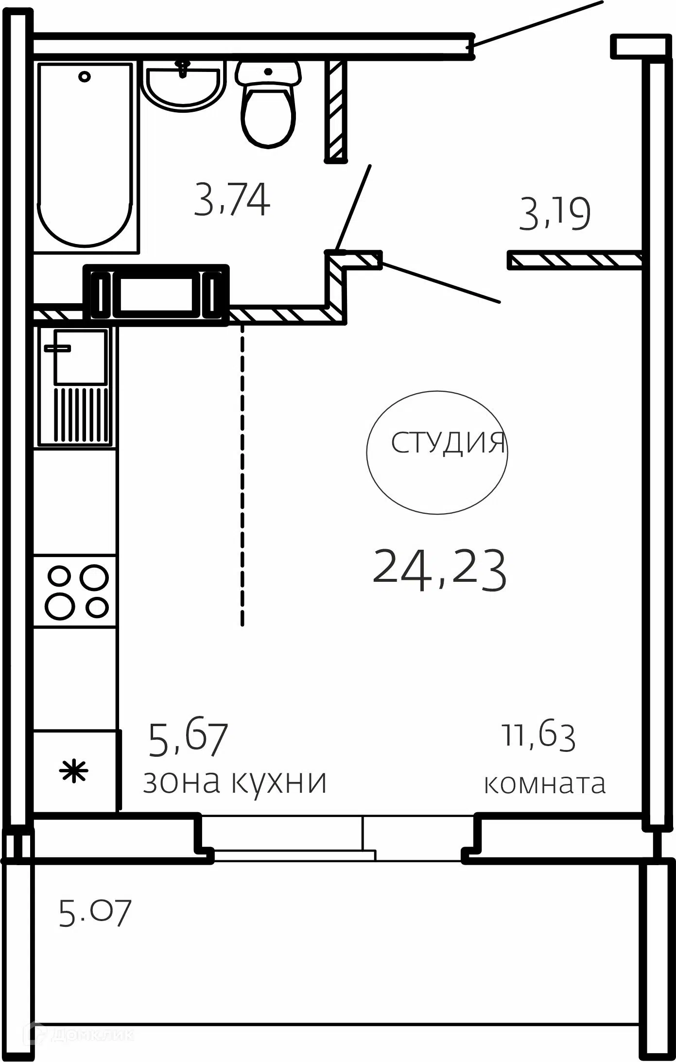 Купить студию, 24.23 м² в ЖК Хорошее решение по адресу Челябинск, жилой  район Краснопольская Площадка 1, 51-й микрорайон, недорого – Домклик