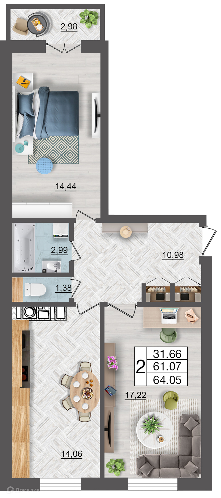 Купить 2-комнатную квартиру, 64.05 м² в ЖК Максимум по адресу Смоленск,  улица 25 Сентября, 26, недорого – Домклик