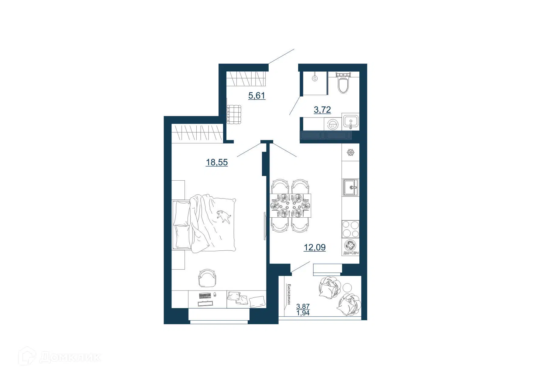 Купить 1-комнатную квартиру, 41.91 м² в ЖК ТИТУЛ по адресу Воронеж,  Московский проспект, 66, недорого – Домклик