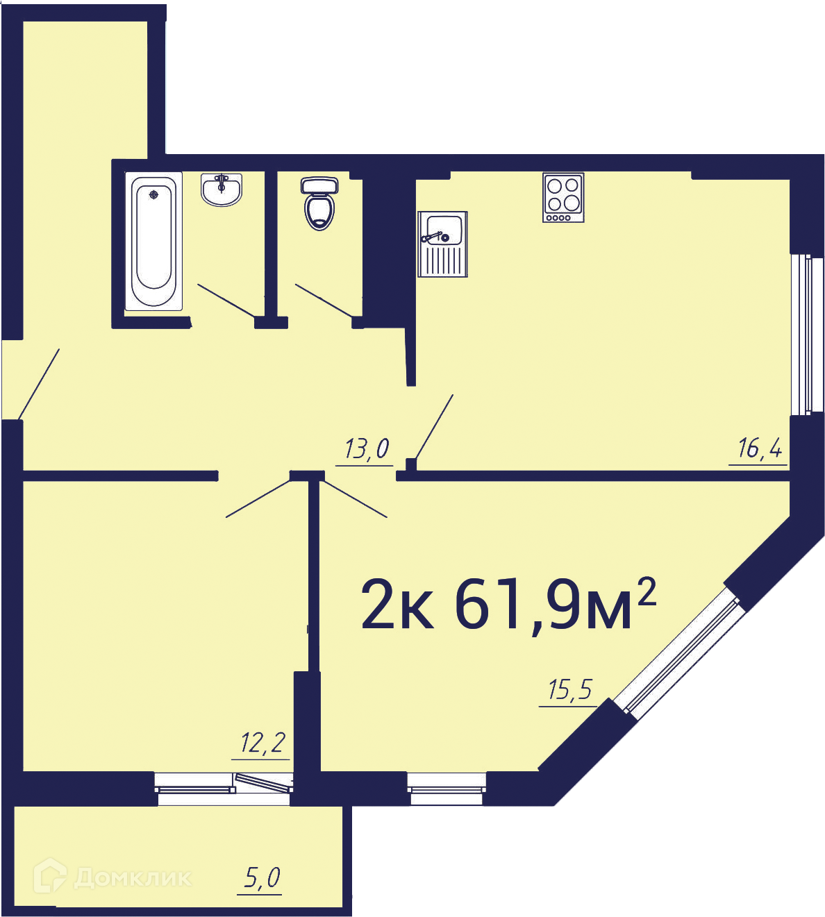 Купить 2-комнатную квартиру, 61.9 м² в ЖК Спортивный по адресу Челябинск,  улица Университетская Набережная, 49, недорого – Домклик