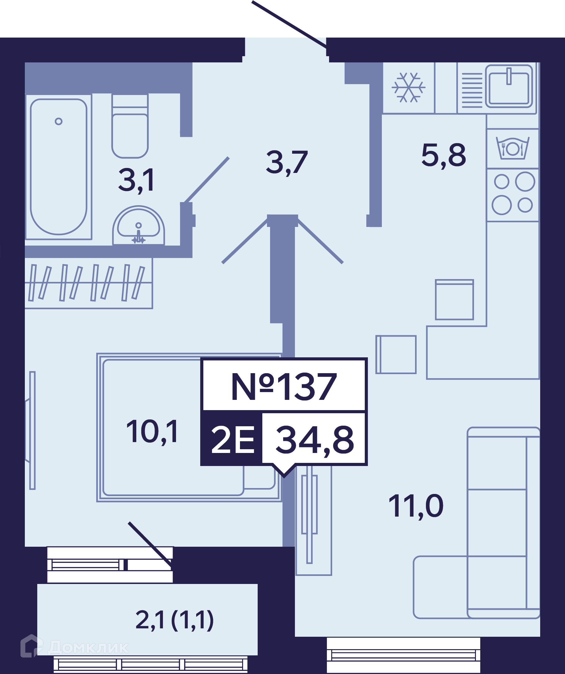 Купить 2-комнатную квартиру, 34.8 м² в ЖК Ленские высоты по адресу  Республика Саха (Якутия), Якутск, Новопортовской квартал, 1А, недорого –  Домклик