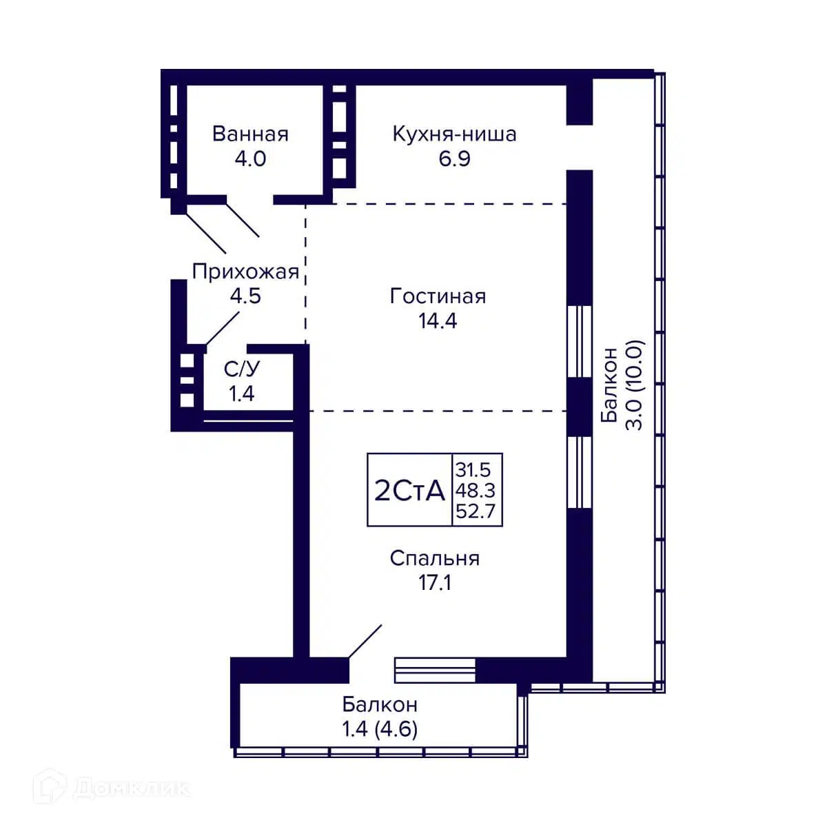 Купить 2-комнатную квартиру, 52.7 м² в ЖК Жилой дом GRANDO (Грандо) по  адресу Новосибирск, улица Фрунзе, с1, метро недорого – Домклик