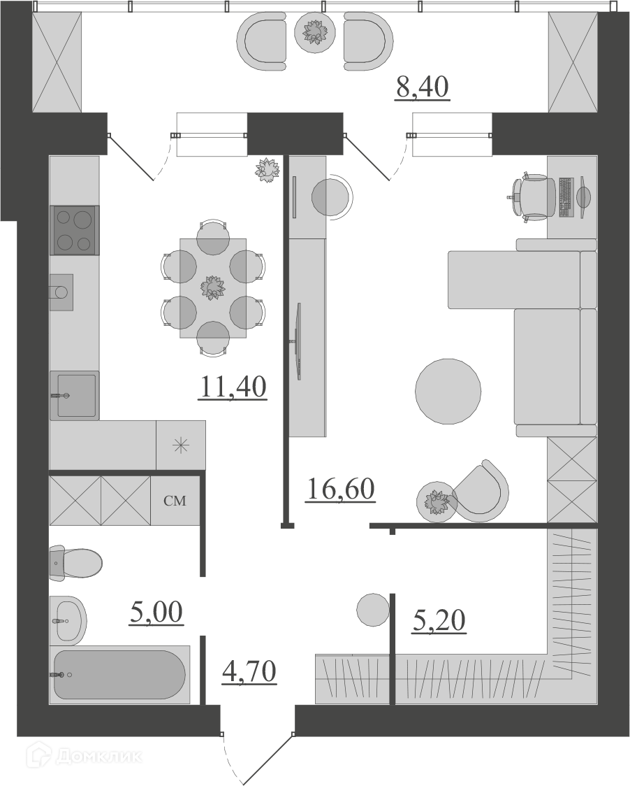 Купить 1-комнатную квартиру, 51.3 м² в ЖК ЭКОГОРОД 2 по адресу Ярославский  район, Заволжское сельское поселение, посёлок Красный Бор, 17, недорого –  Домклик