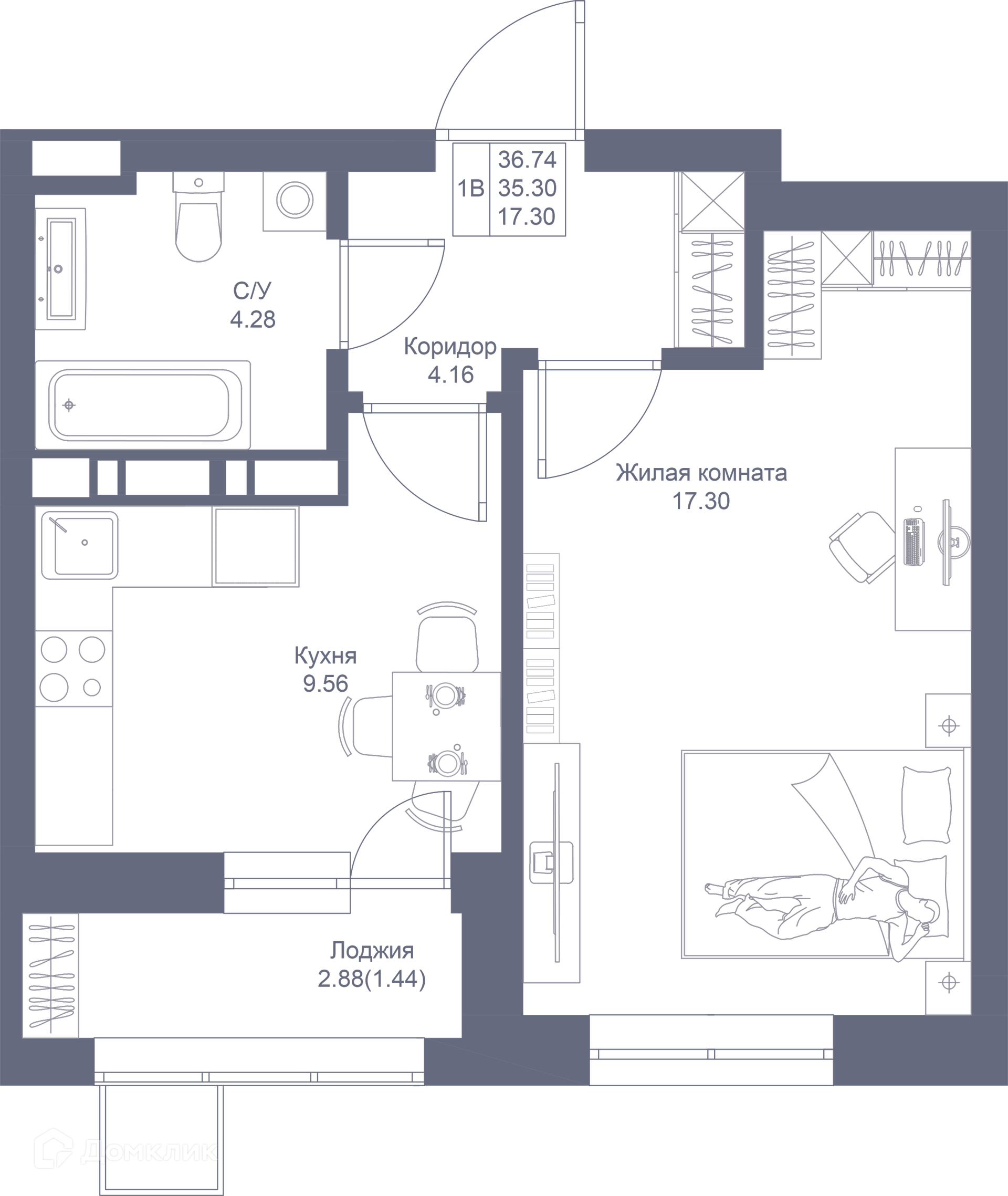 Купить 1-комнатную квартиру, 36.74 м² в ЖК Мой Ритм по адресу Республика  Татарстан, Казань, жилой комплекс Мой Ритм, недорого – Домклик