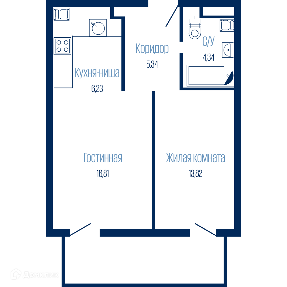 Купить 2-комнатную квартиру, 53.02 м² в ЖК Крылья по адресу Волгоград,  улица Клары Цеткин, недорого – Домклик