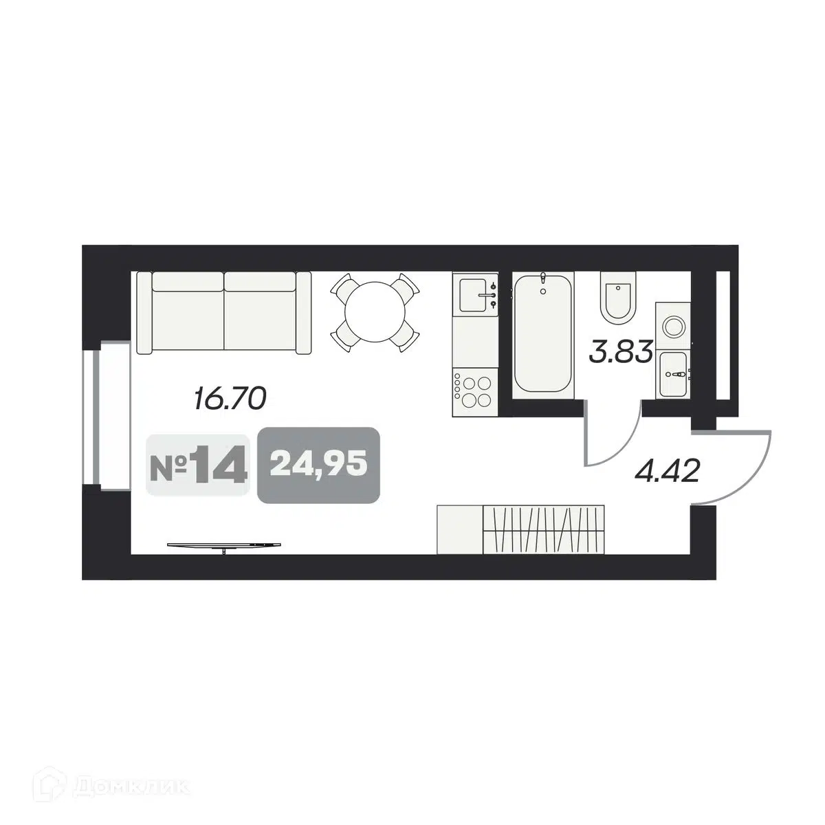 Купить студию, 24.95 м² в ЖК АЭРОН по адресу Новосибирск, площадь Карла  Маркса, 3к2, метро , недорого – Домклик