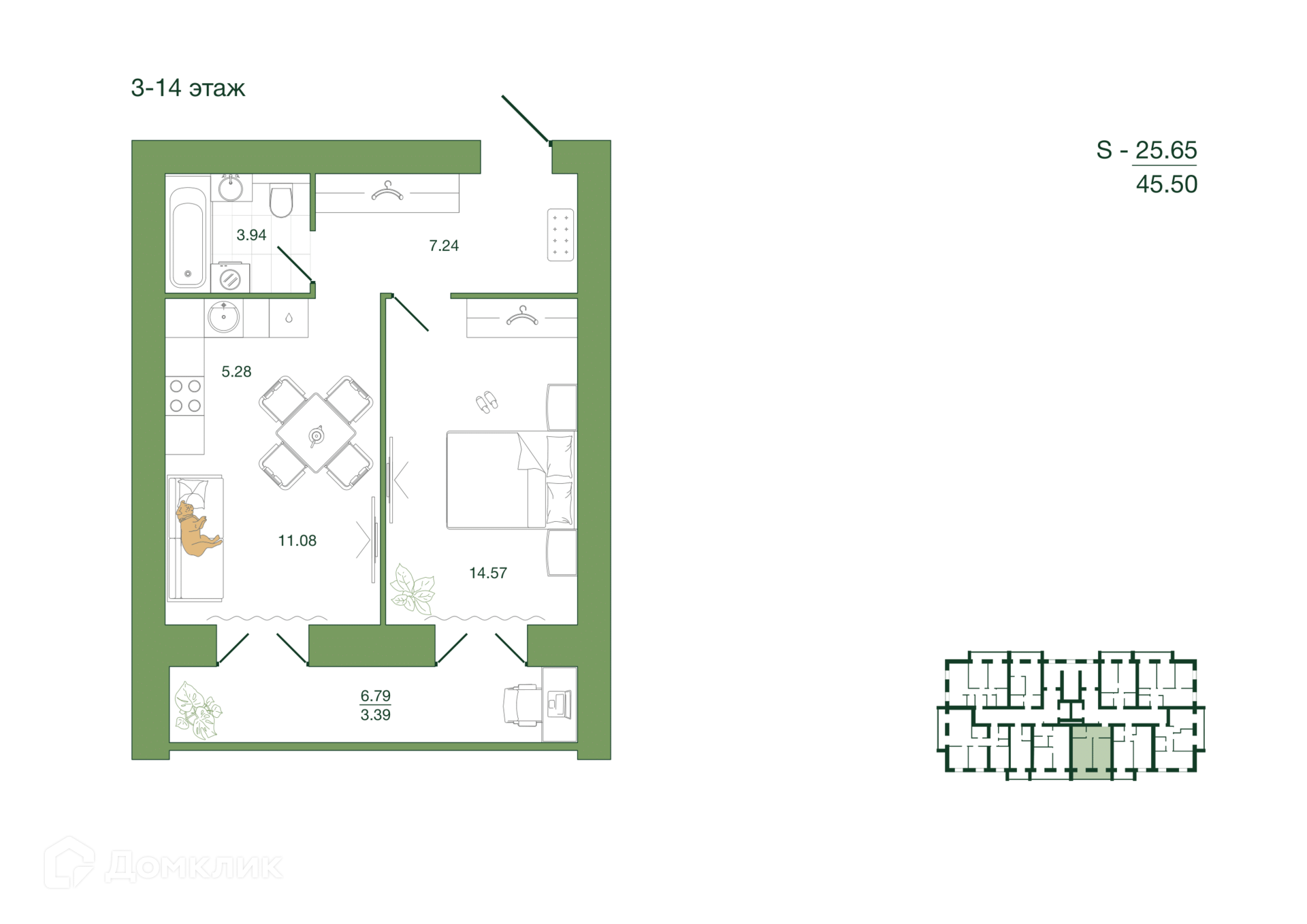 Купить 1-комнатную квартиру, 45.5 м² в ЖК Ботаника по адресу Пенза, улица  Баталина, 27, недорого – Домклик