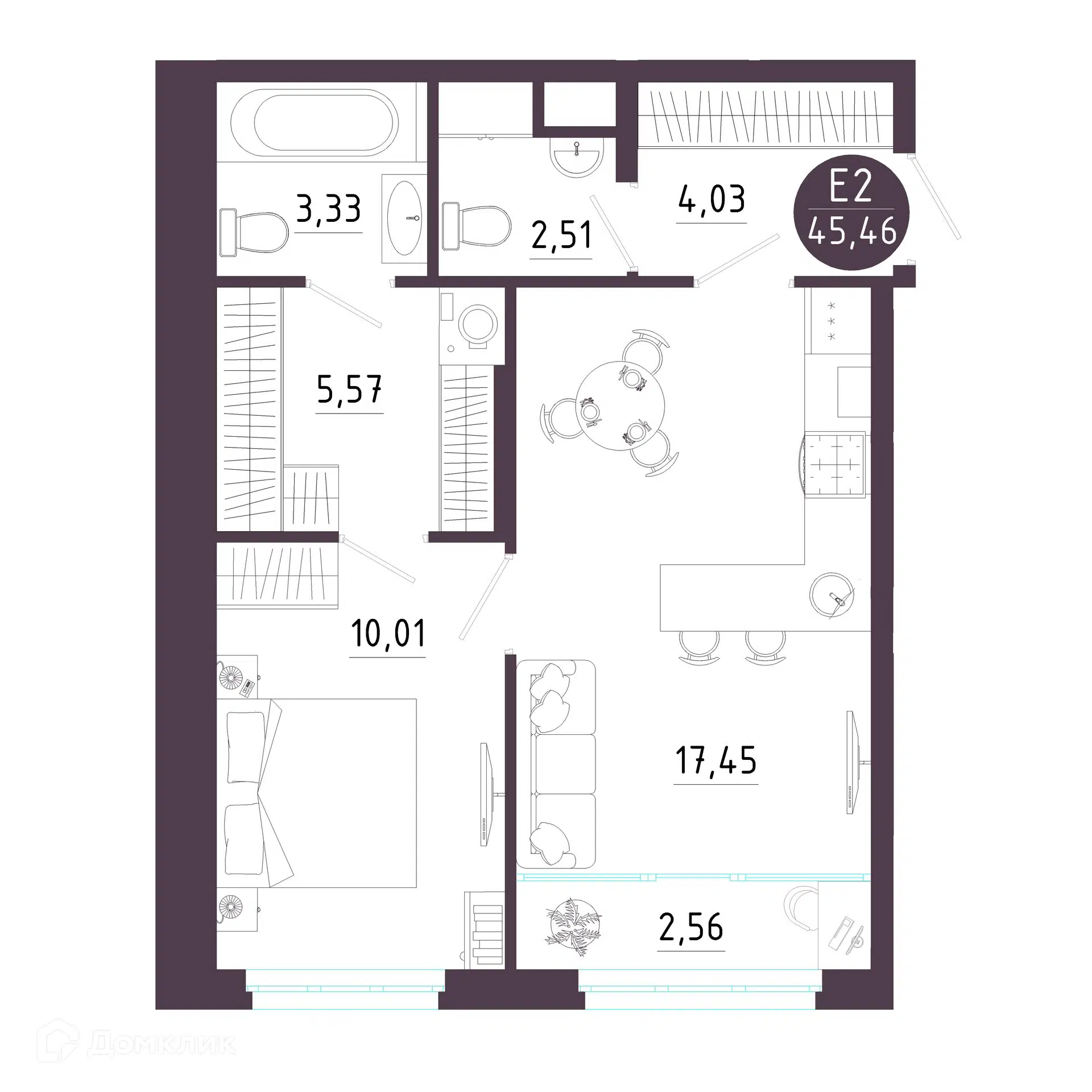 Купить 1-комнатную квартиру, 45.46 м² в ЖК Крылья по адресу Рязань,  Михайловский район, недорого – Домклик