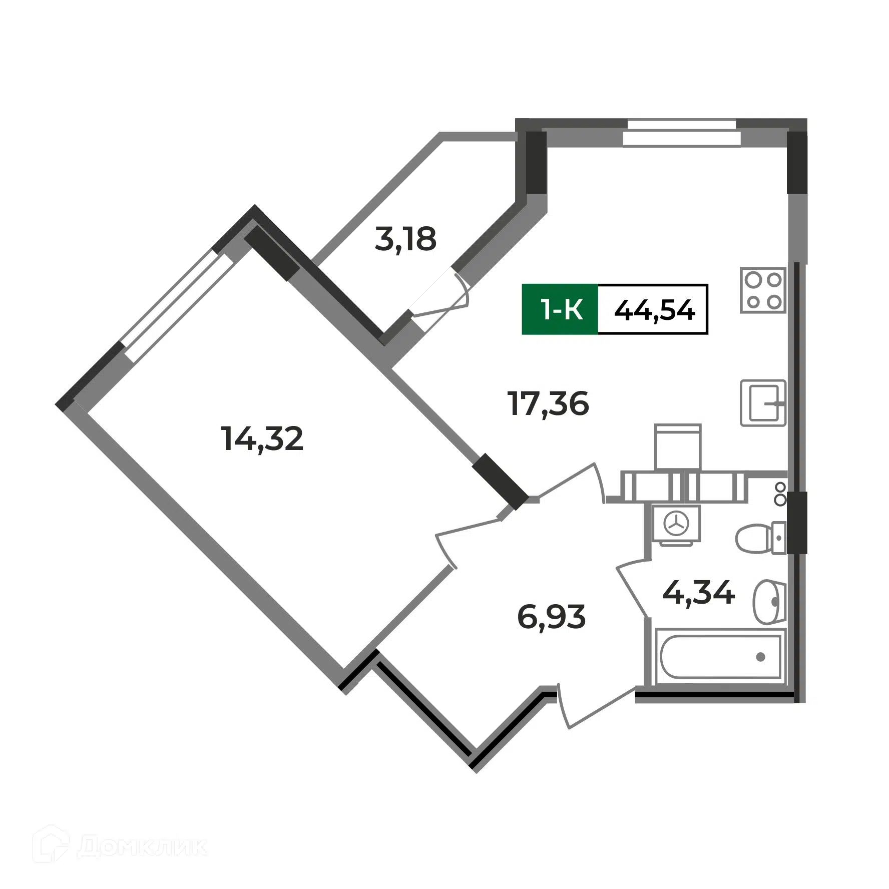 Купить 1-комнатную квартиру, 44.54 м² в ЖК Триумфальный-2 в Славном по  адресу Владимирская область, Ковров, микрорайон Славный, недорого – Домклик