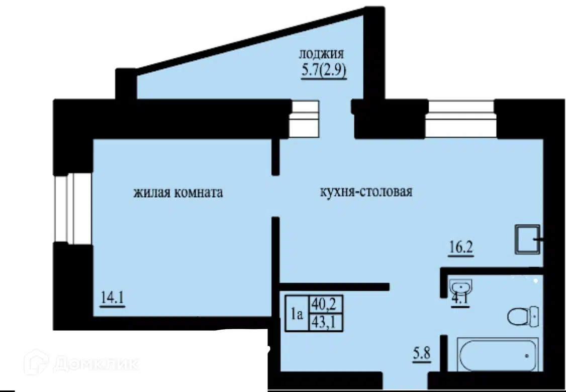 Купить 1-комнатную квартиру, 43.1 м² в ЖК Дом по ул. Токмакова по адресу  Забайкальский край, Чита, улица Токмакова, 41, недорого – Домклик