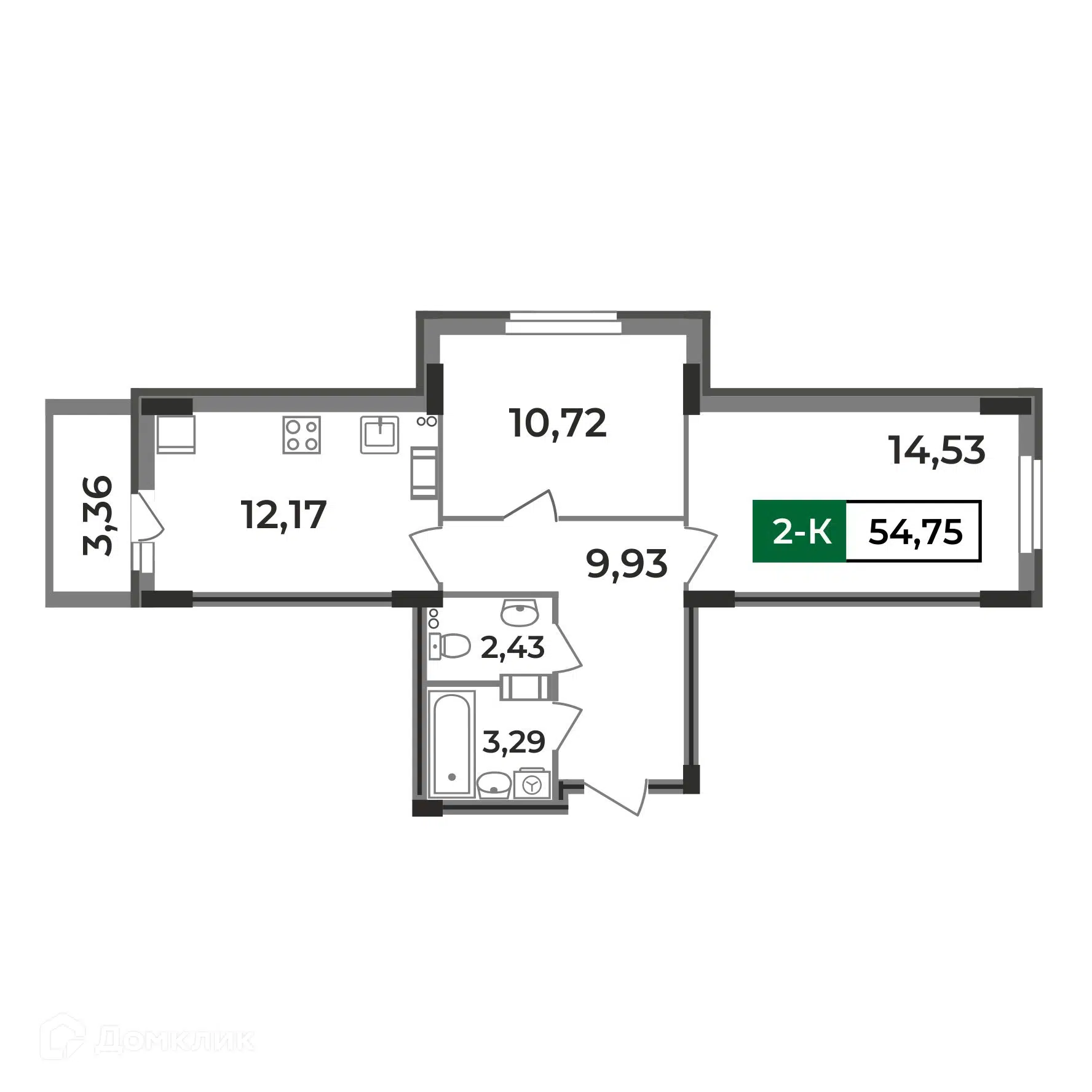 Купить 2-комнатную квартиру, 54.75 м² в ЖК Триумфальный-2 в Славном по  адресу Владимирская область, Ковров, микрорайон Славный, недорого – Домклик