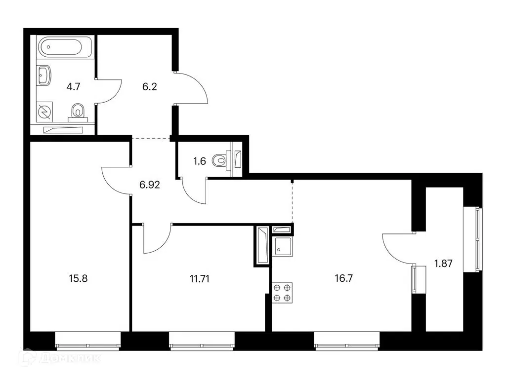 Купить 2-комнатную квартиру, 65.5 м² в ЖК Северный парк по адресу  Хабаровск, Брянский переулок, 3, недорого – Домклик