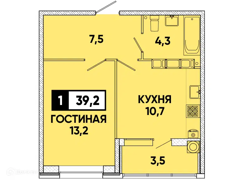 План квартиры улучшенной планировки 2 комнаты