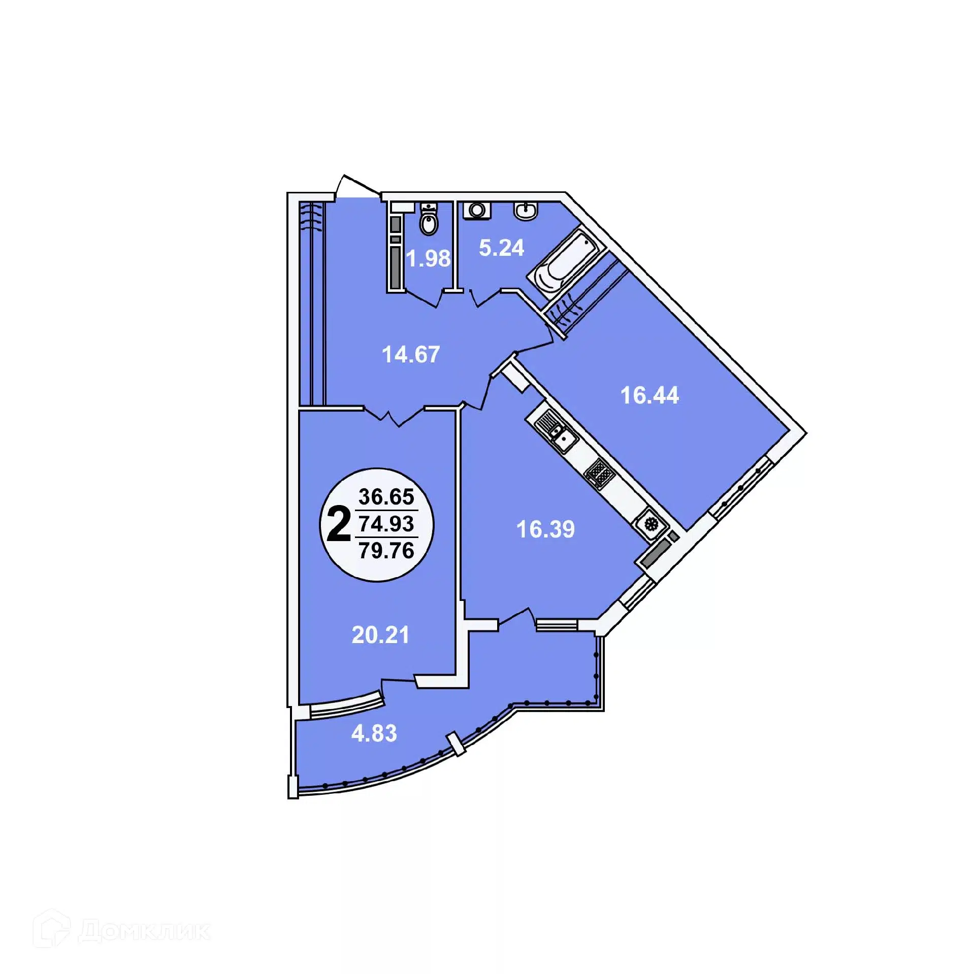 Купить 2-комнатную квартиру, 79.76 м² в ЖК Краснодар Сити по адресу  Краснодар, улица Шоссе Нефтяников, 18к4, недорого – Домклик