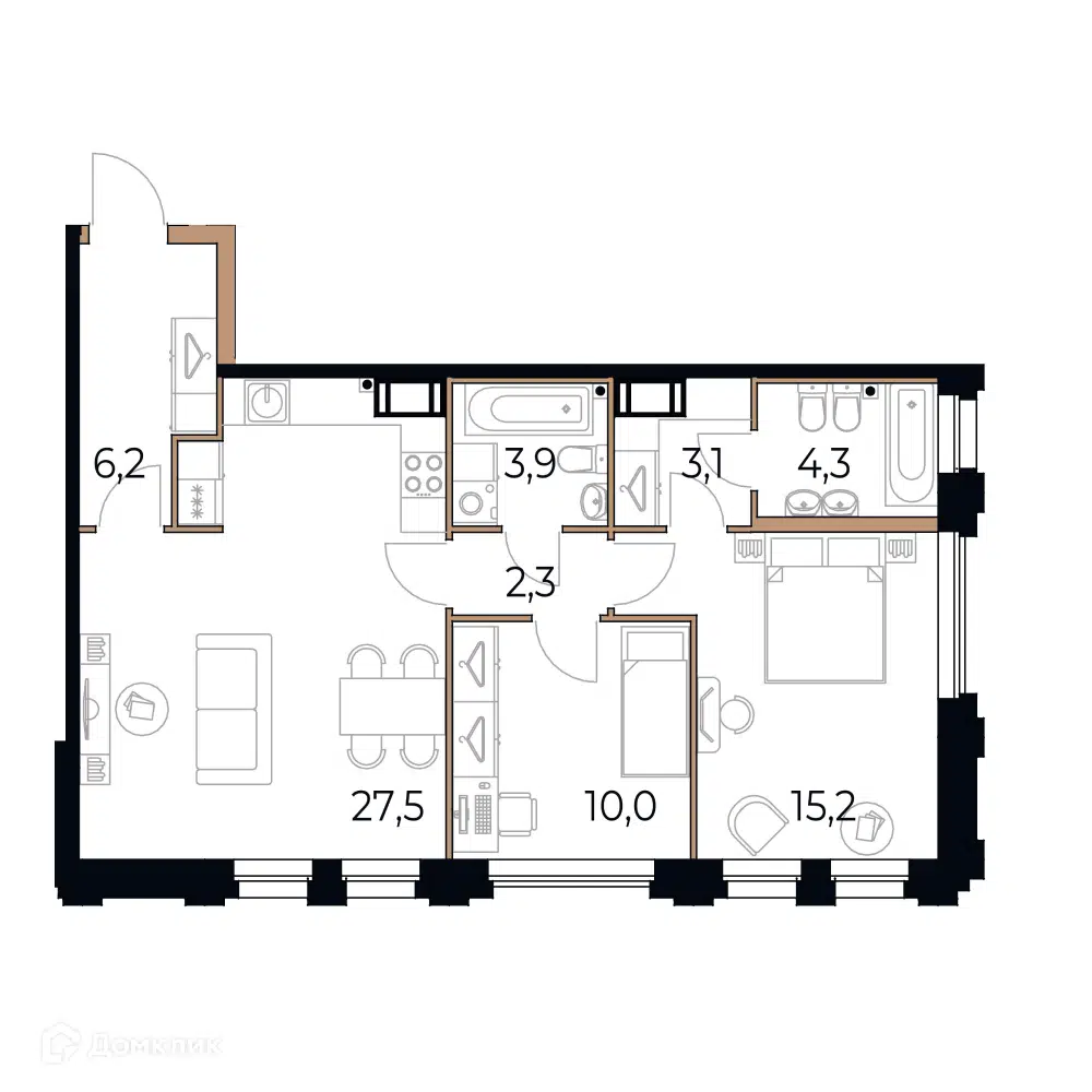 Купить 2-комнатную квартиру, 72.5 м² в ЖК Privilegia (Привилегия) по адресу  Вологодская область, Череповец, Рыбинская улица, недорого – Домклик