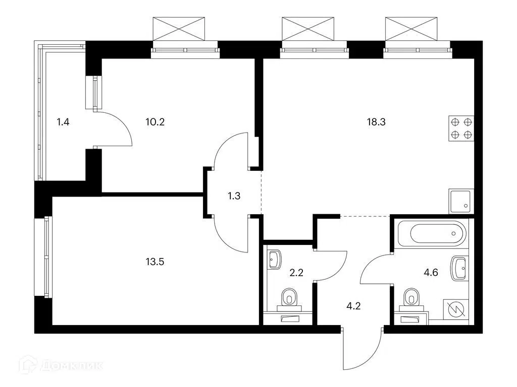 Купить 2-комнатную квартиру, 55.7 м² в ЖК Уюн парк по адресу Сахалинская  область, Южно-Сахалинск, улица имени Владимира Жириновского, 1, недорого –  Домклик