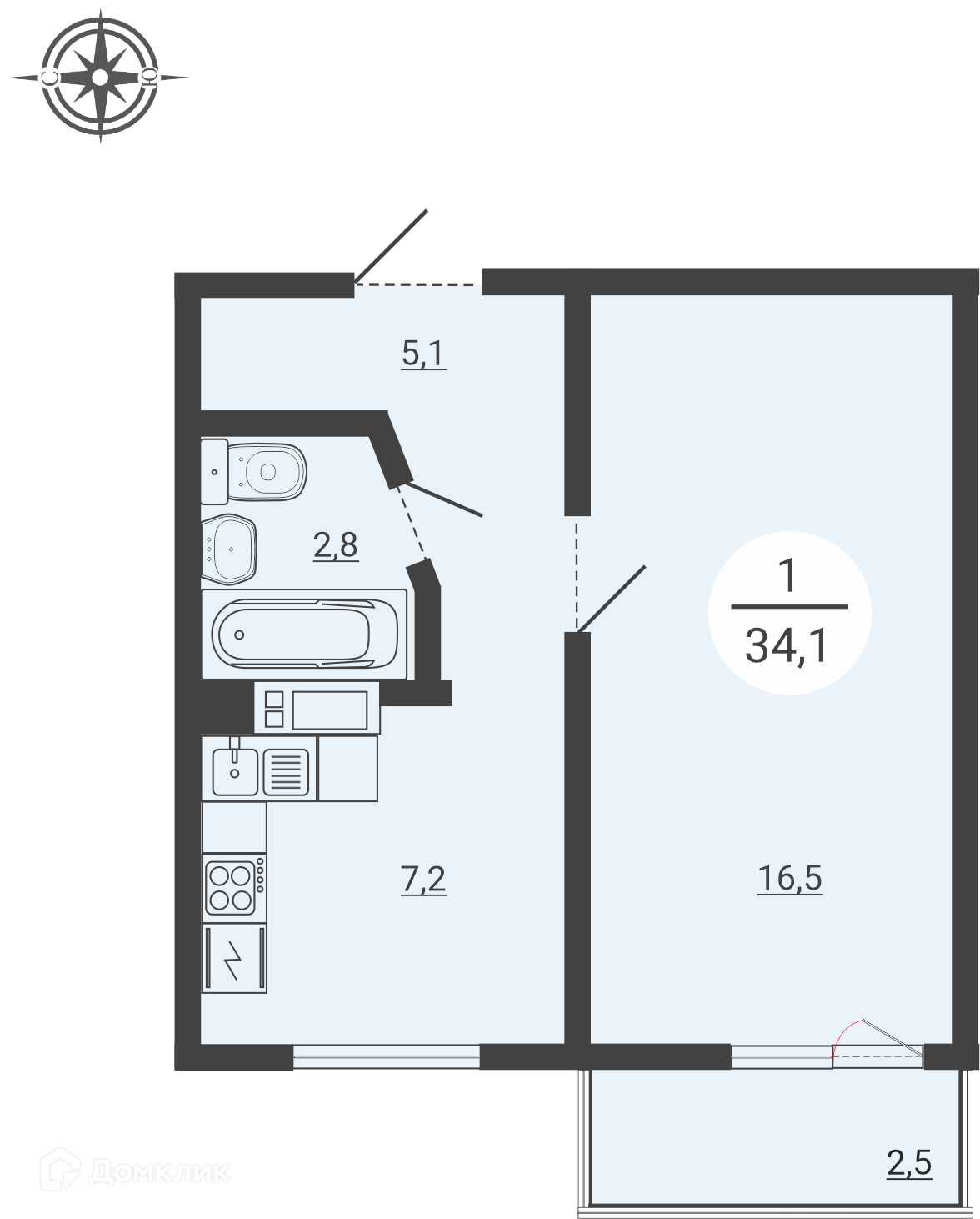 Купить 1-комнатную квартиру, 34.1 м² в ЖК Муринский по адресу Свердловская  область, Нижний Тагил, Тагилстроевский район, микрорайон Муринские Пруды,  недорого – Домклик