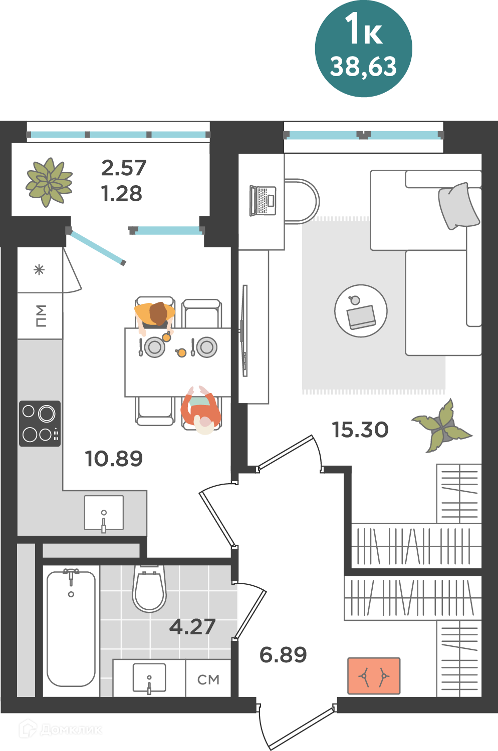 Купить 1-комнатную квартиру, 38.63 м² в ЖК Дом Дружба на Металлистов 18 по  адресу Пермь, улица Металлистов, 18, недорого – Домклик