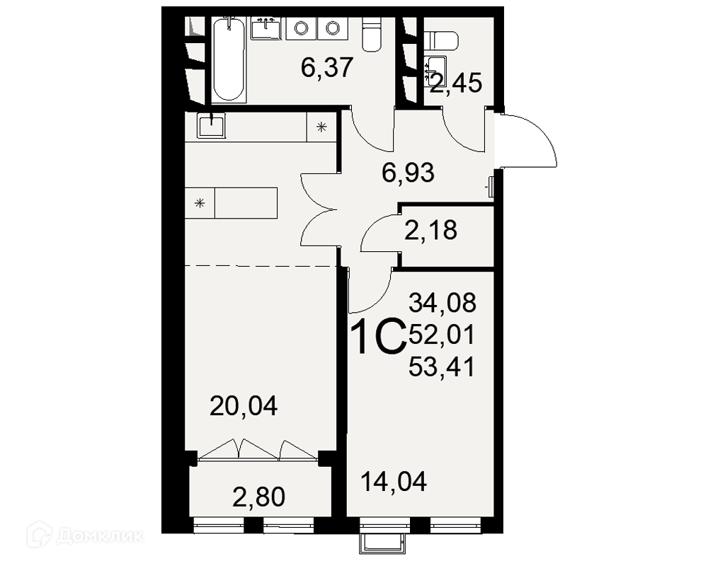 Купить 1-комнатную квартиру, 53.41 м² в ЖК Овация по адресу Тула, улица Фёдора  Смирнова, 2, недорого – Домклик