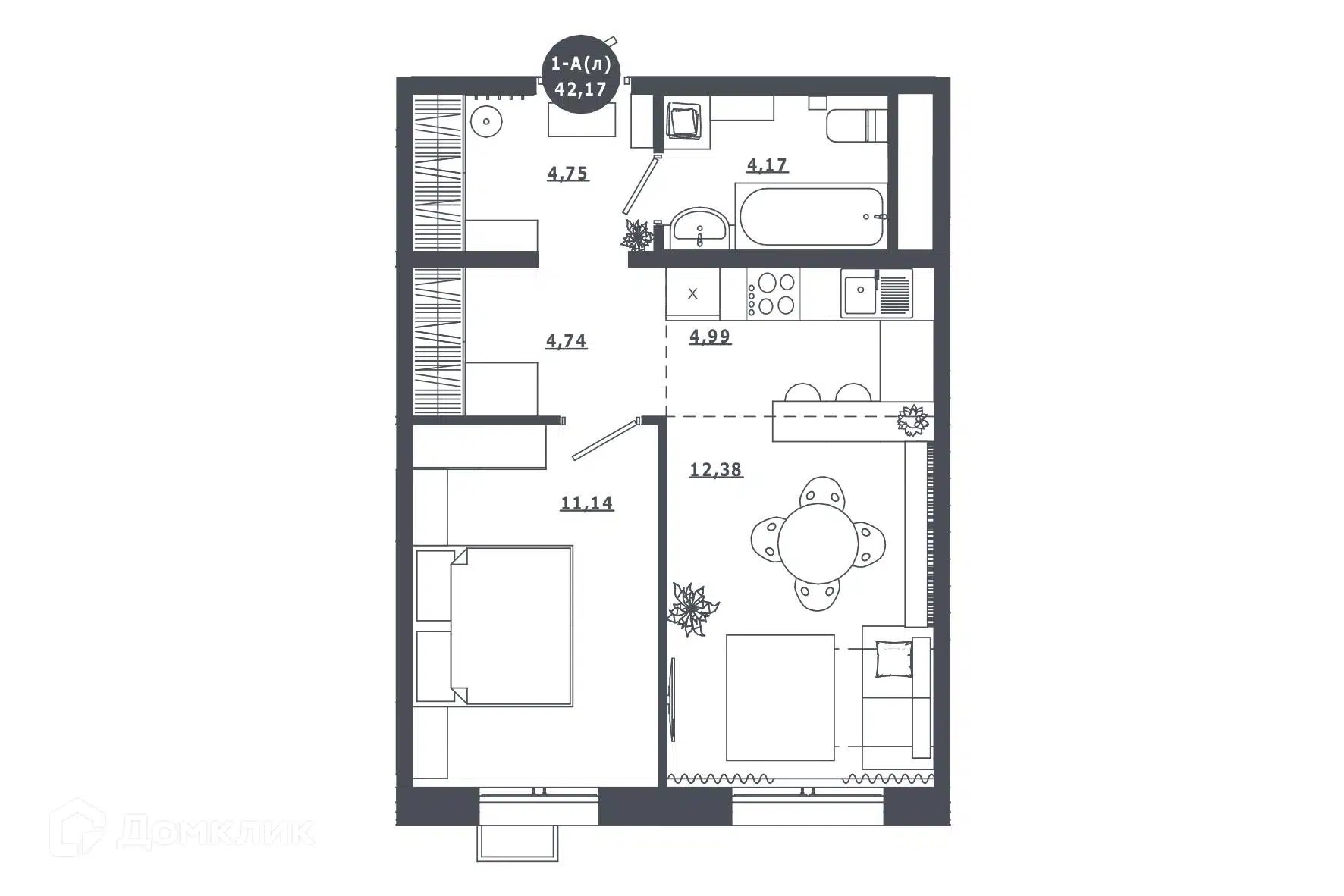 Купить 1-комнатную квартиру, 42.17 м² в ЖК Прибрежный парк по адресу  Ханты-Мансийский автономный округ, Нефтеюганск, микрорайон 9А, жилой  комплекс Прибрежный Парк, недорого – Домклик