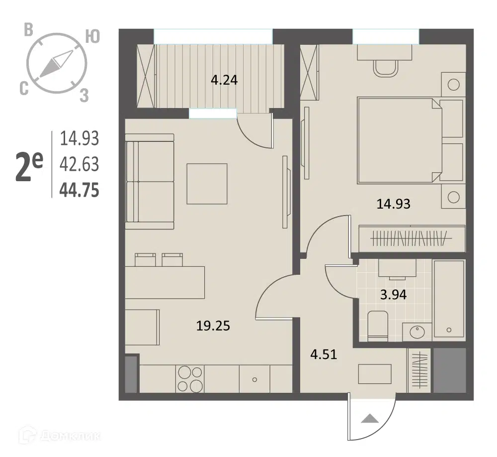 Купить 1-комнатную квартиру, 44.75 м² в ЖК ИНСТЕП.КРАСНОЗНАМЕННАЯ по адресу  Воронеж, Краснознамённая улица, 72, недорого – Домклик