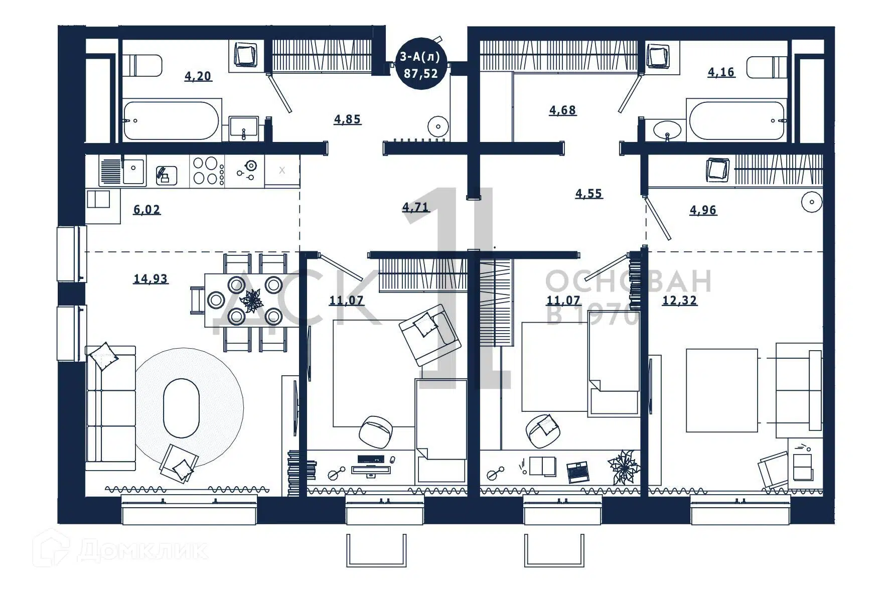 Купить 3-комнатную квартиру, 87.52 м² в ЖК Крылов по адресу  Ханты-Мансийский автономный округ, Сургут, Высоковольтная улица, 6/2,  недорого – Домклик