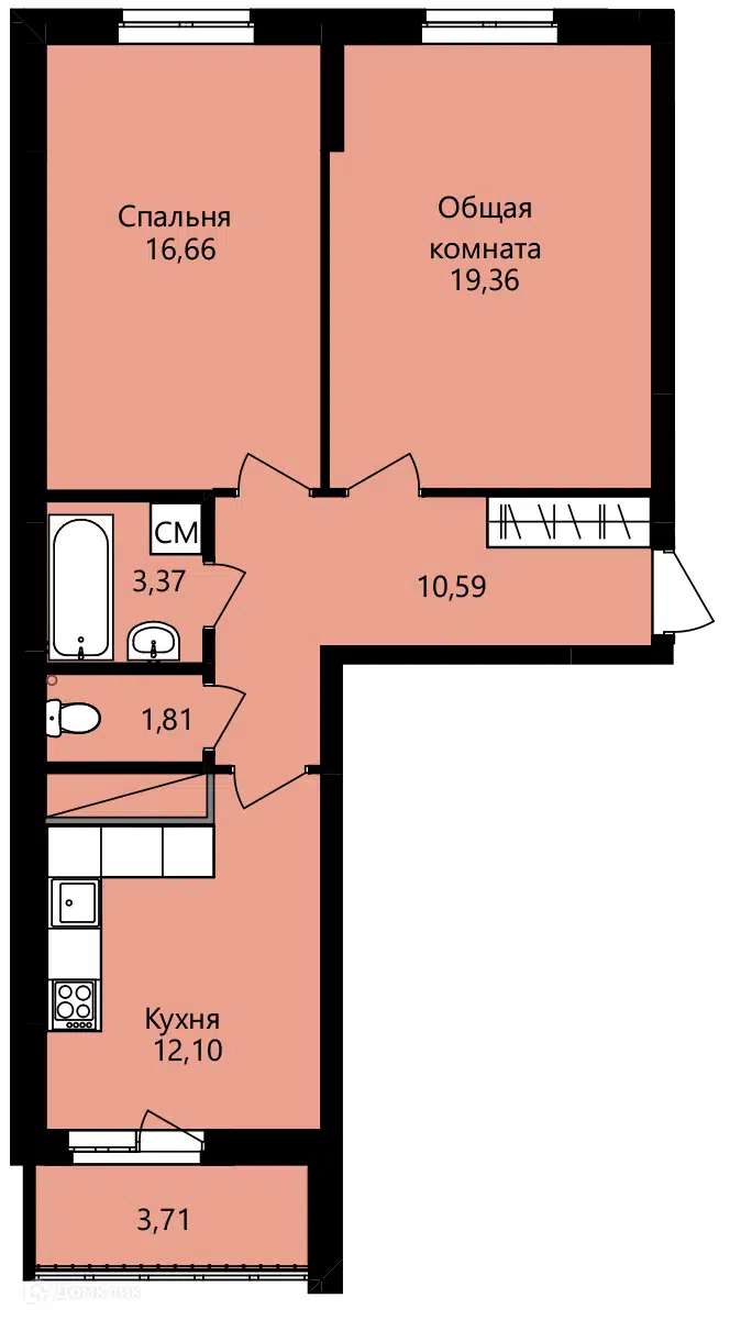 Купить 2-комнатную квартиру, 65.75 м² в ЖК Гармония по адресу Республика  Мордовия, Саранск, проспект Российской Армии, 22, недорого – Домклик