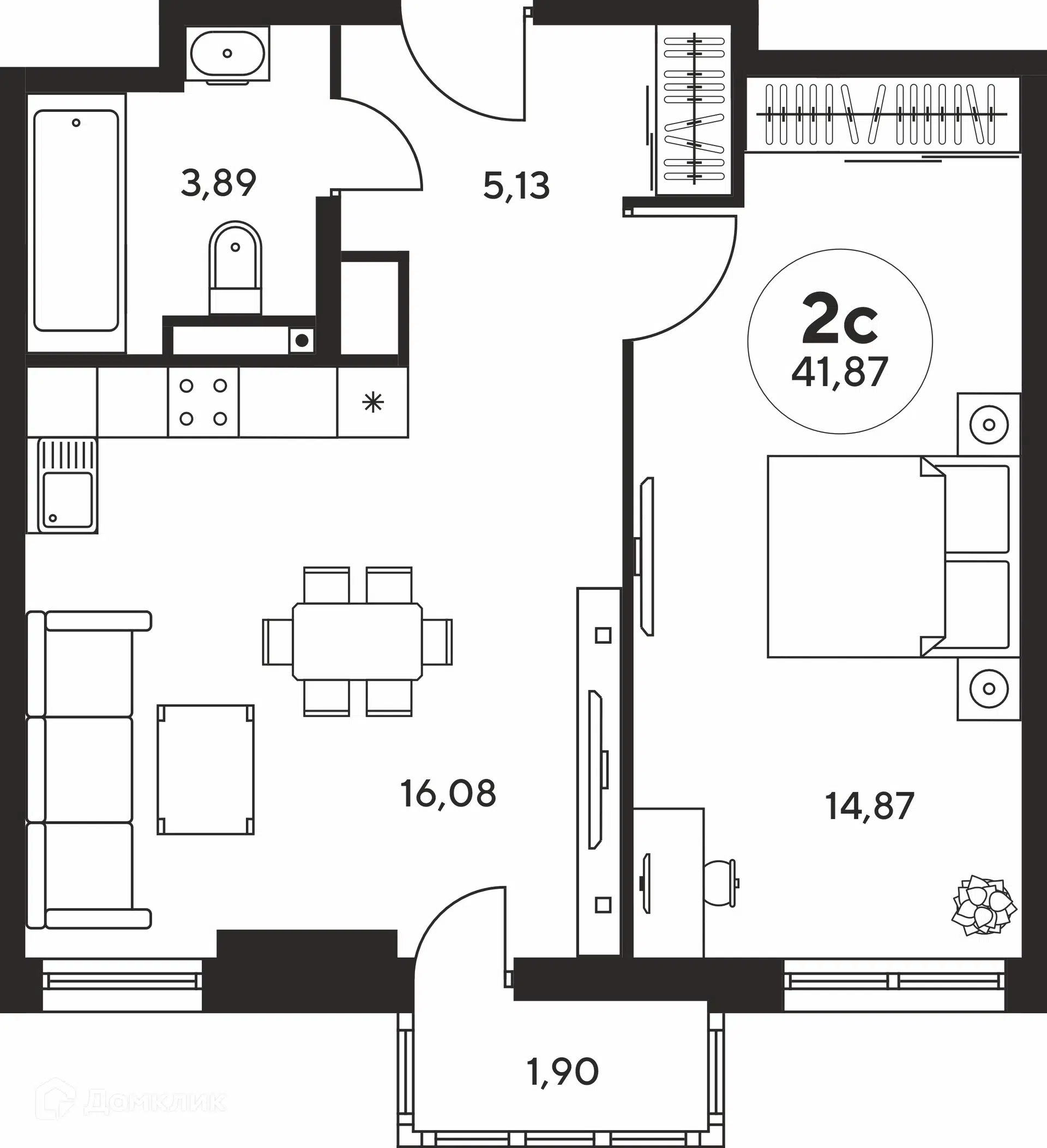 Купить 2-комнатную квартиру, 41.8 м² в ЖК Green Side (Грин сайд) по адресу  Ростов-на-Дону, улица Нансена, 109, недорого – Домклик