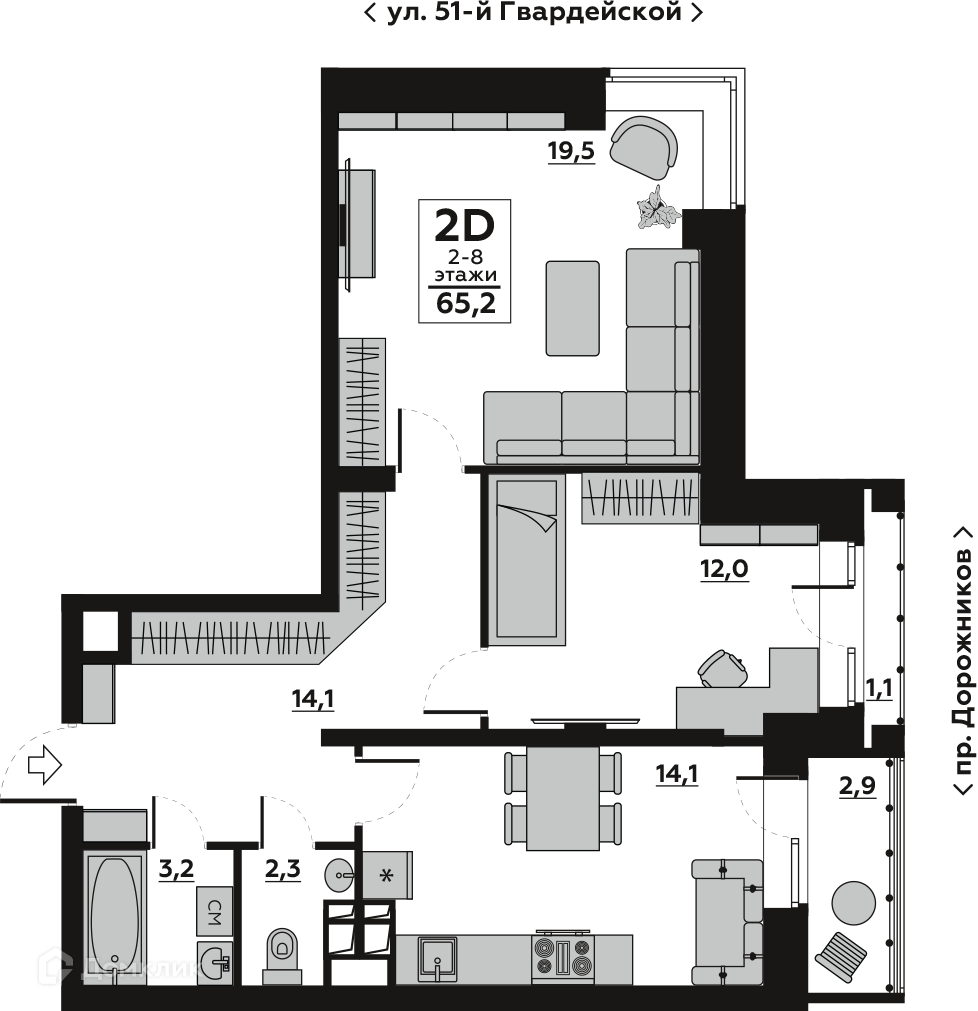 Купить 2-комнатную квартиру, 67.2 м² в ЖК Бейкер Стрит по адресу Волгоград,  Шекснинская улица, 95, недорого – Домклик