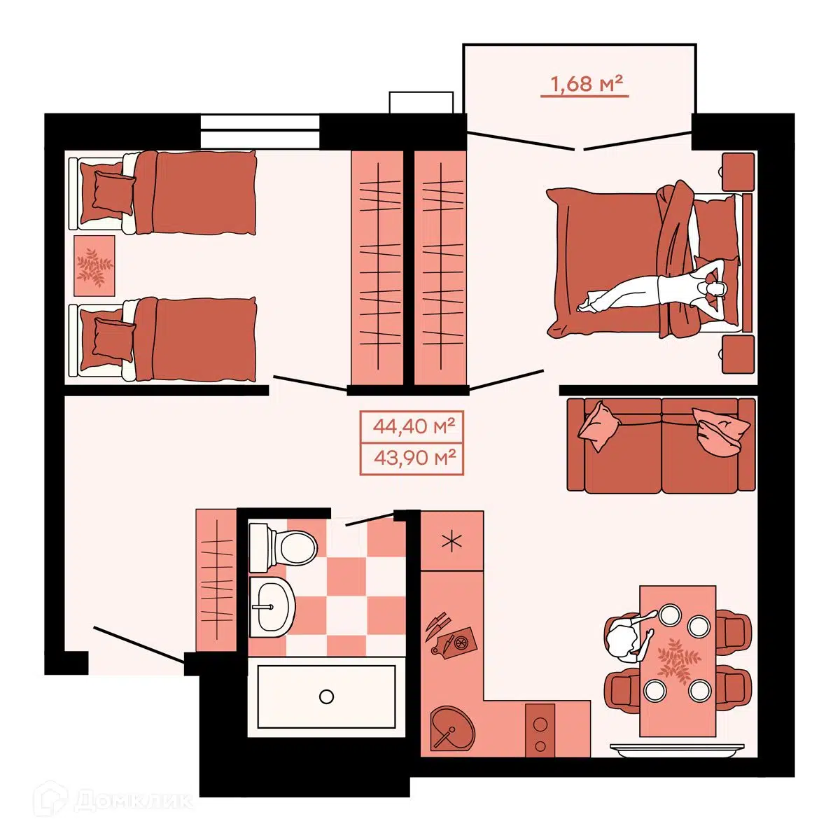 Купить 2-комнатную квартиру, 44.4 м² в ЖК Жилой квартал Suncity: ЖК Клубный  по адресу Приморский край, Владивосток, Главная улица, 31, недорого –  Домклик