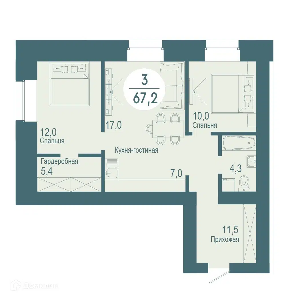 Купить 3-комнатную квартиру, 67.2 м² в ЖК SCANDIS OZERO (Скандис озеро) по  адресу Красноярск, жилой комплекс Скандис Озеро, недорого – Домклик