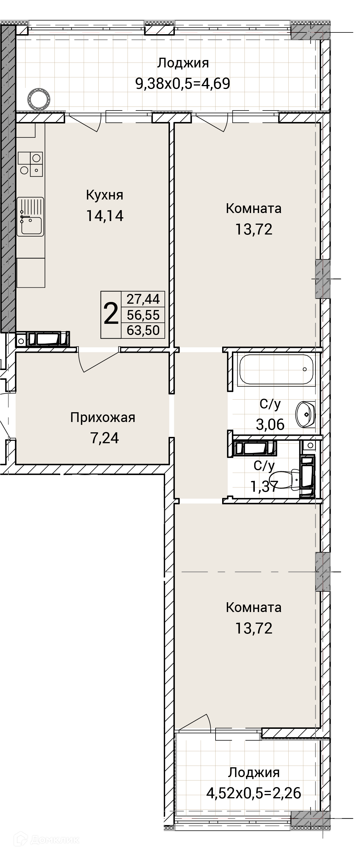 Купить 2-комнатную квартиру, 63.5 м² в ЖК PORTO FRANCO (Порто Франко) по  адресу Севастополь, улица Братьев Манганари, 20, недорого – Домклик