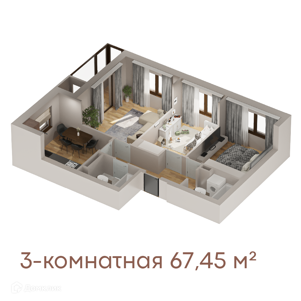 Купить 3-комнатную квартиру, 67.5 м² в ЖК Все Свои по адресу Пермь,  Спартаковская улица, 3, недорого – Домклик