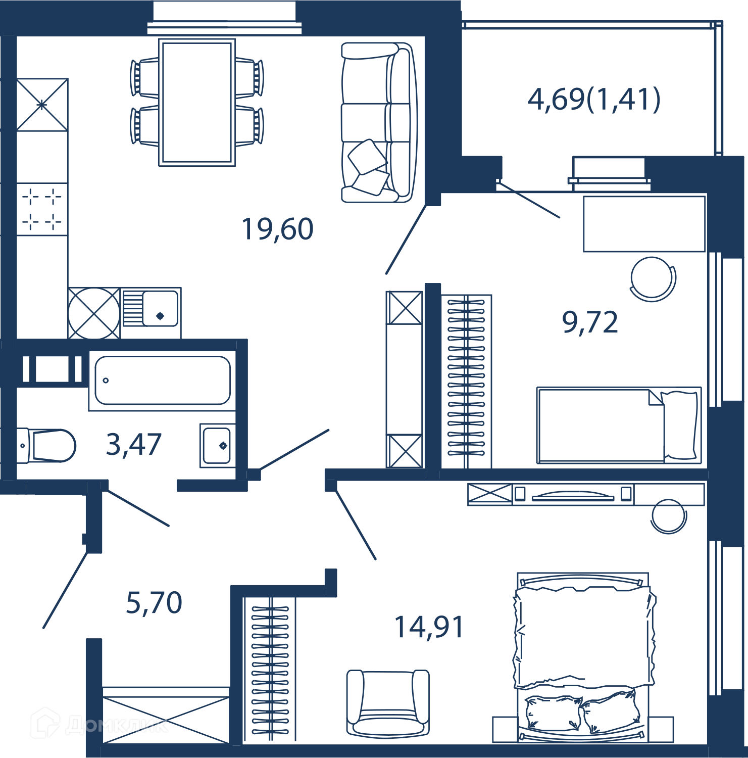 Купить 2-комнатную квартиру, 54.81 м² в ЖК BEREG.Курортный (Берег  Курортный) по адресу Санкт-Петербург, Сестрорецк, улица Инструментальщиков,  9, недорого – Домклик