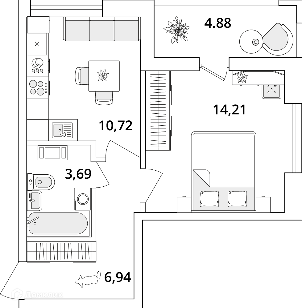 Купить 1-комнатную квартиру, 38 м² в ЖК Cube (Кьюб) по адресу  Санкт-Петербург, Кубинская улица, 82к1, недорого – Домклик