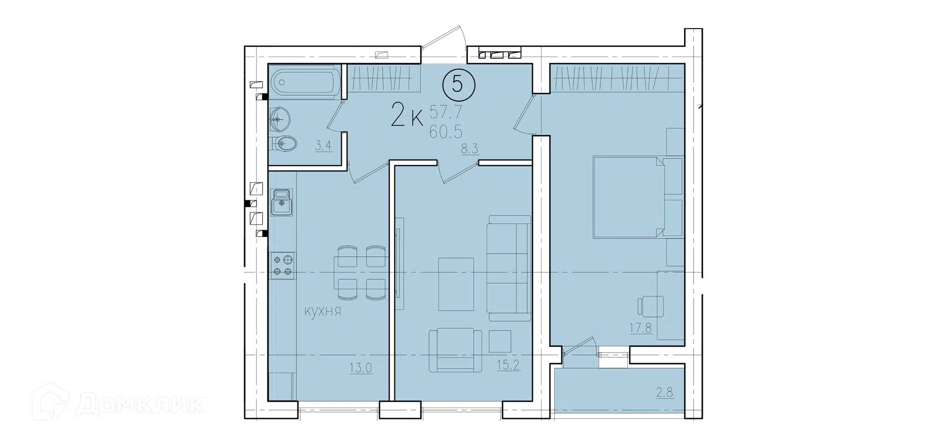 Купить 2-комнатную квартиру, 60.5 м² в ЖК Квартал «Новый город» по адресу  Саратовская область, Энгельс, улица Марины Расковой, 7Г, недорого – Домклик