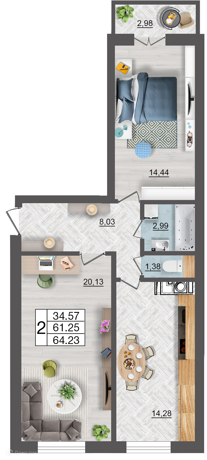 Купить 2-комнатную квартиру, 64.23 м² в ЖК Максимум по адресу Смоленск,  улица 25 Сентября, 26, недорого – Домклик