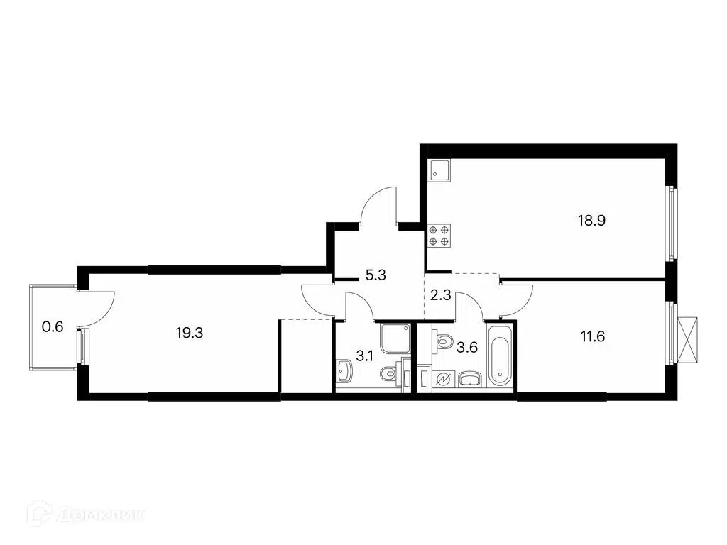 Купить 2-комнатную квартиру, 64.7 м² в ЖК Нокса парк по адресу Республика  Татарстан, Казань, улица Асада Аббасова, недорого – Домклик