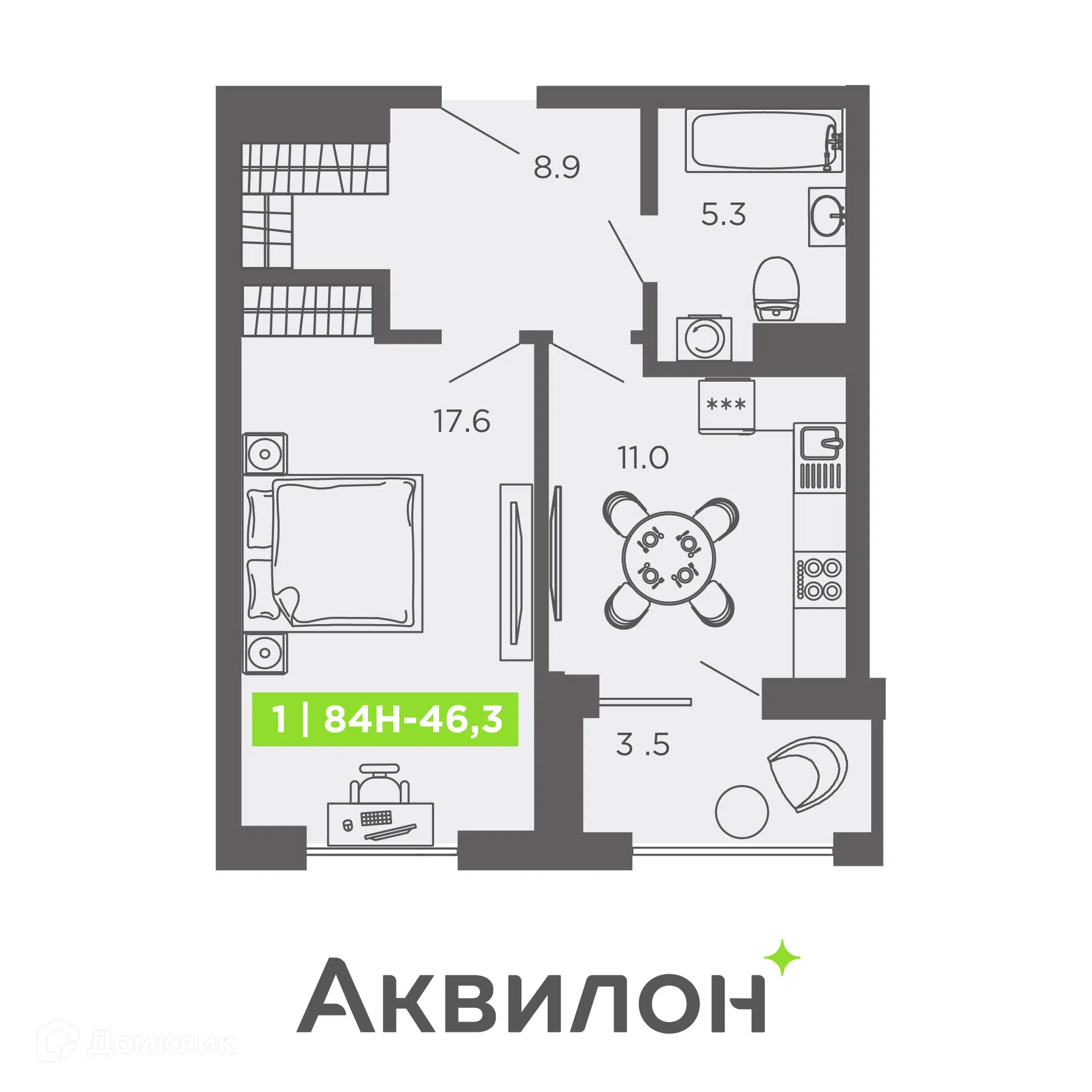 Купить 1-комнатную квартиру, 46.3 м² в ЖК Promenade (Променад) по адресу  Санкт-Петербург, Московский проспект, 71к2, метро , , недорого – Домклик