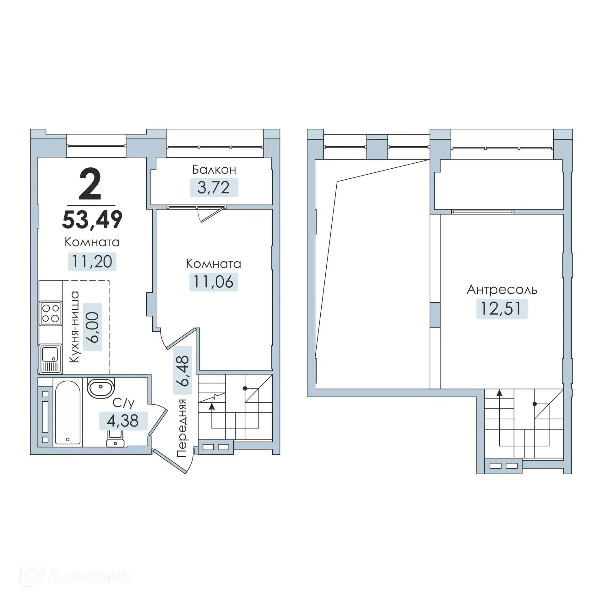 Купить 2-комнатную квартиру, 53.49 м² в ЖК КД Малевич по адресу Челябинск,  улица Крылова, 1, недорого – Домклик