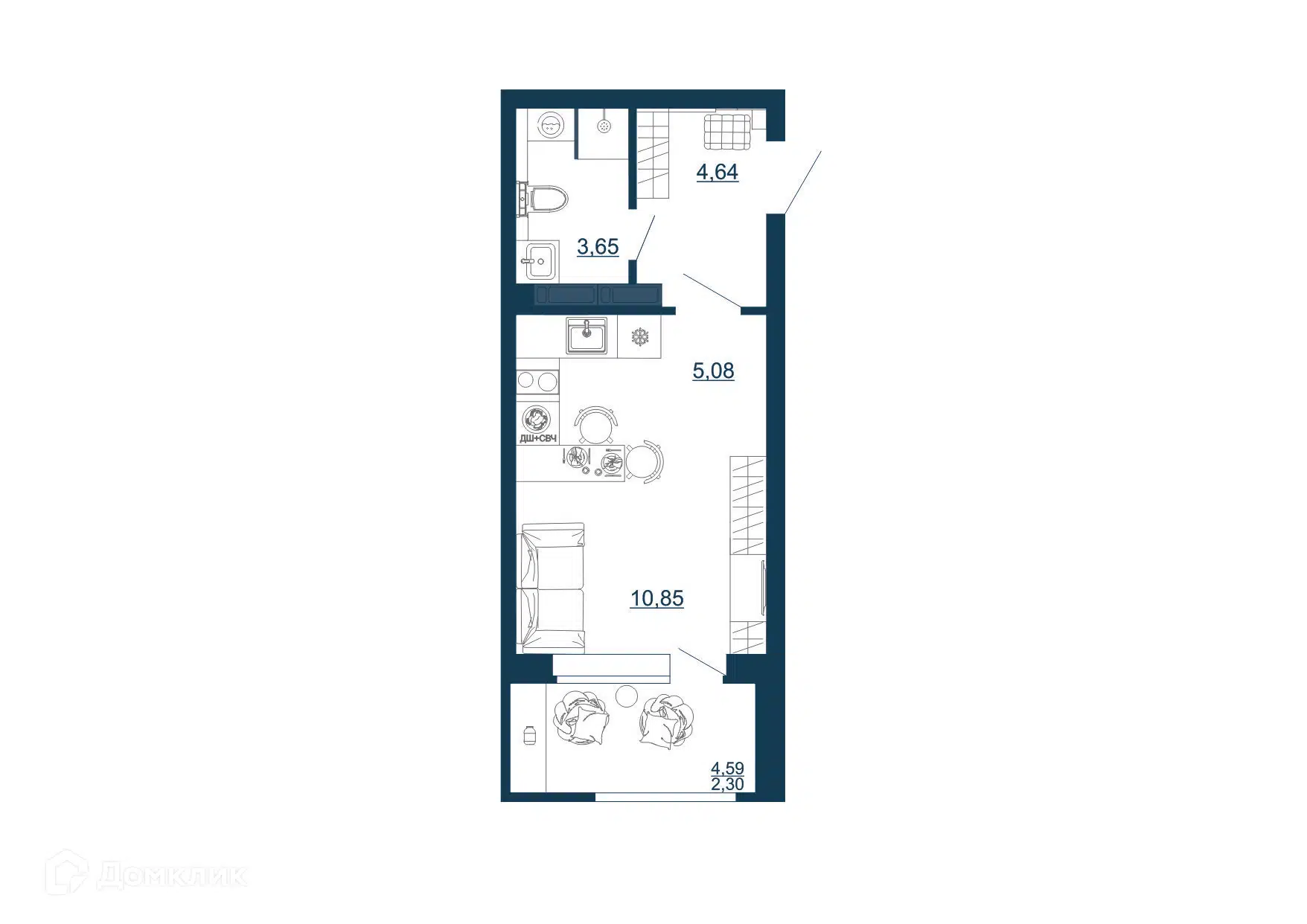 Купить студию, 26.52 м² в ЖК ТИТУЛ по адресу Воронеж, Московский проспект,  66, недорого – Домклик