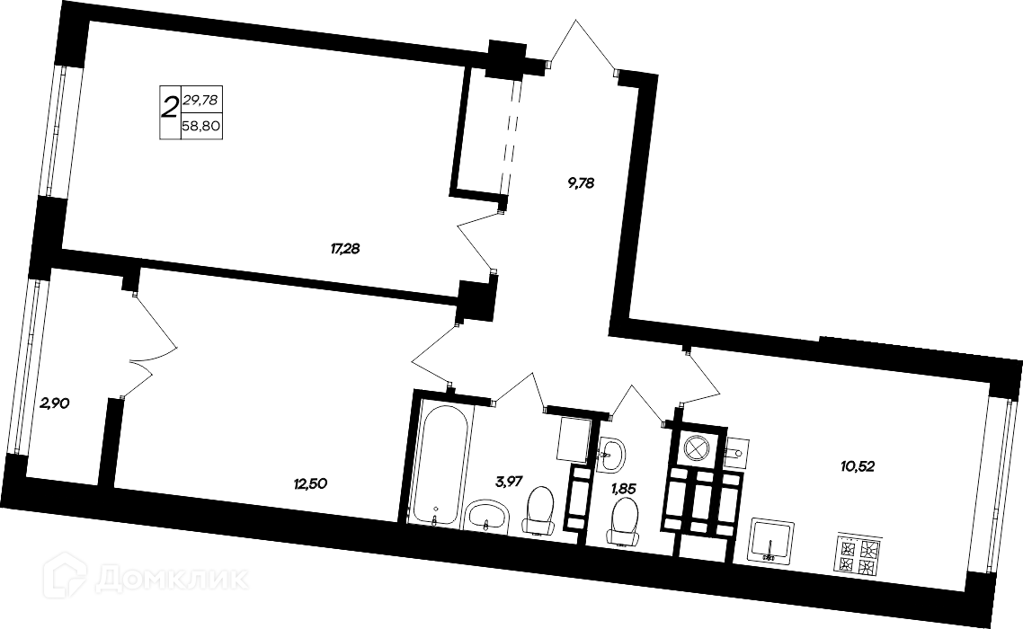 Купить 2-комнатную квартиру, 58.8 м² в ЖК Парковые кварталы по адресу  Республика Крым, Симферополь, Парковая улица, недорого – Домклик