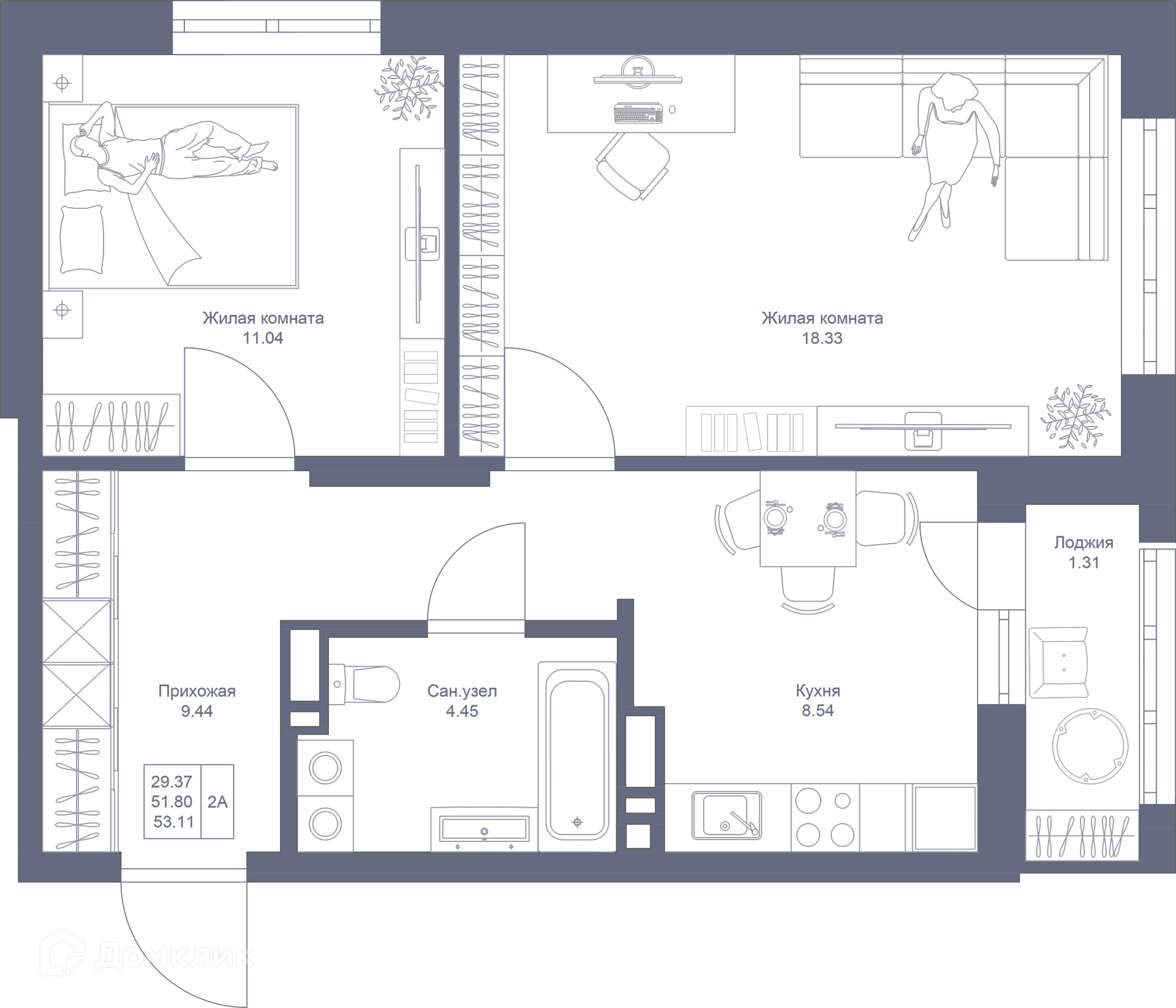 Купить 2-комнатную квартиру, 53.11 м² в ЖК Мой Ритм по адресу Республика  Татарстан, Казань, жилой комплекс Мой Ритм, недорого – Домклик