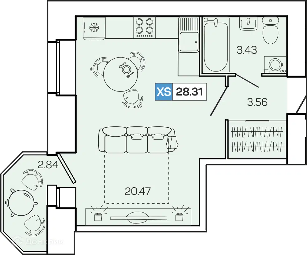 Купить студию, 28.31 м² в ЖК Квартал 100 по адресу Архангельская область,  Северодвинск, жилой комплекс Квартал №100, недорого – Домклик