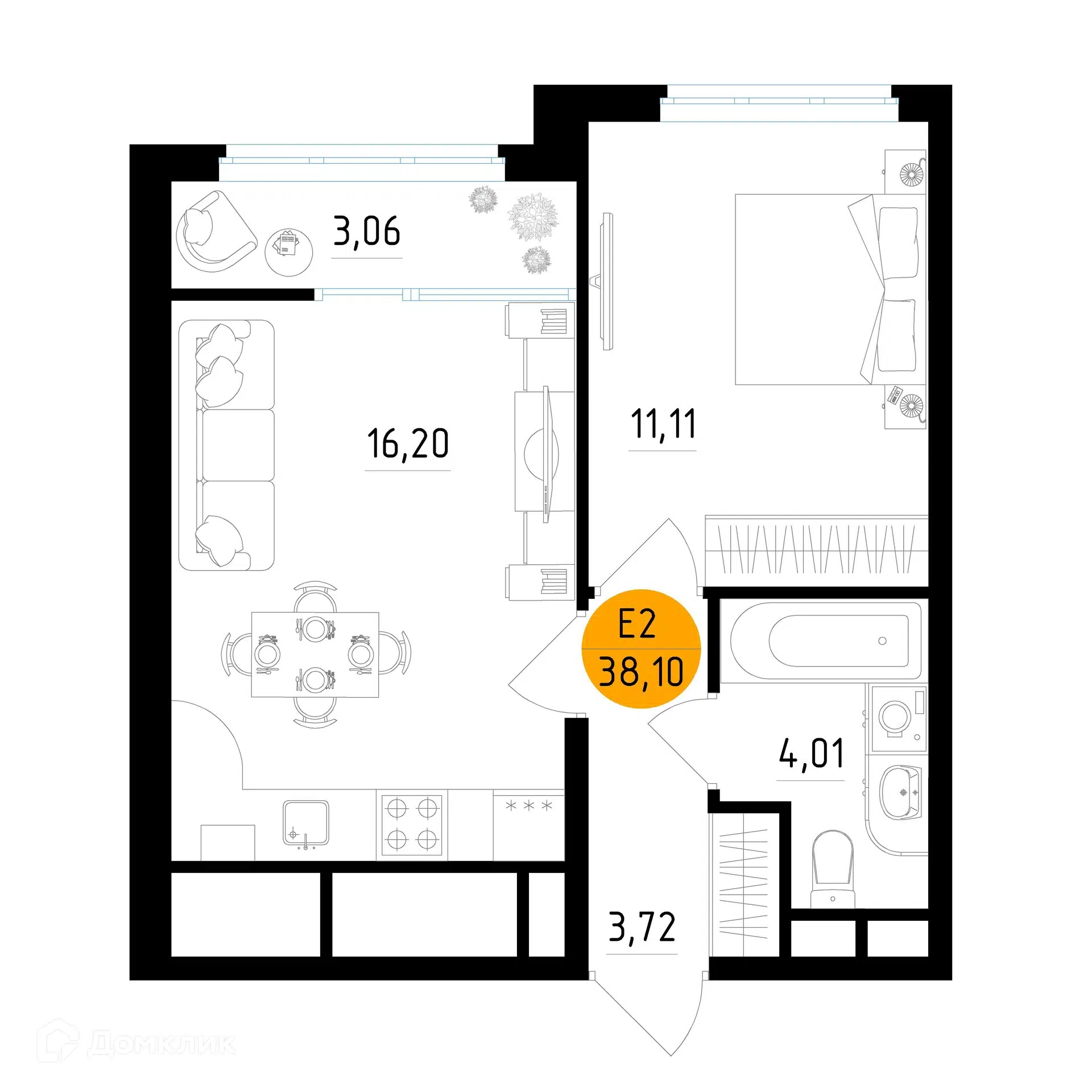 Купить 1-комнатную квартиру, 38.1 м² в ЖК Смарт Квартал ЦЕНТРАЛЬНЫЙ по  адресу Рязань, улица Земнухова, 3, недорого – Домклик