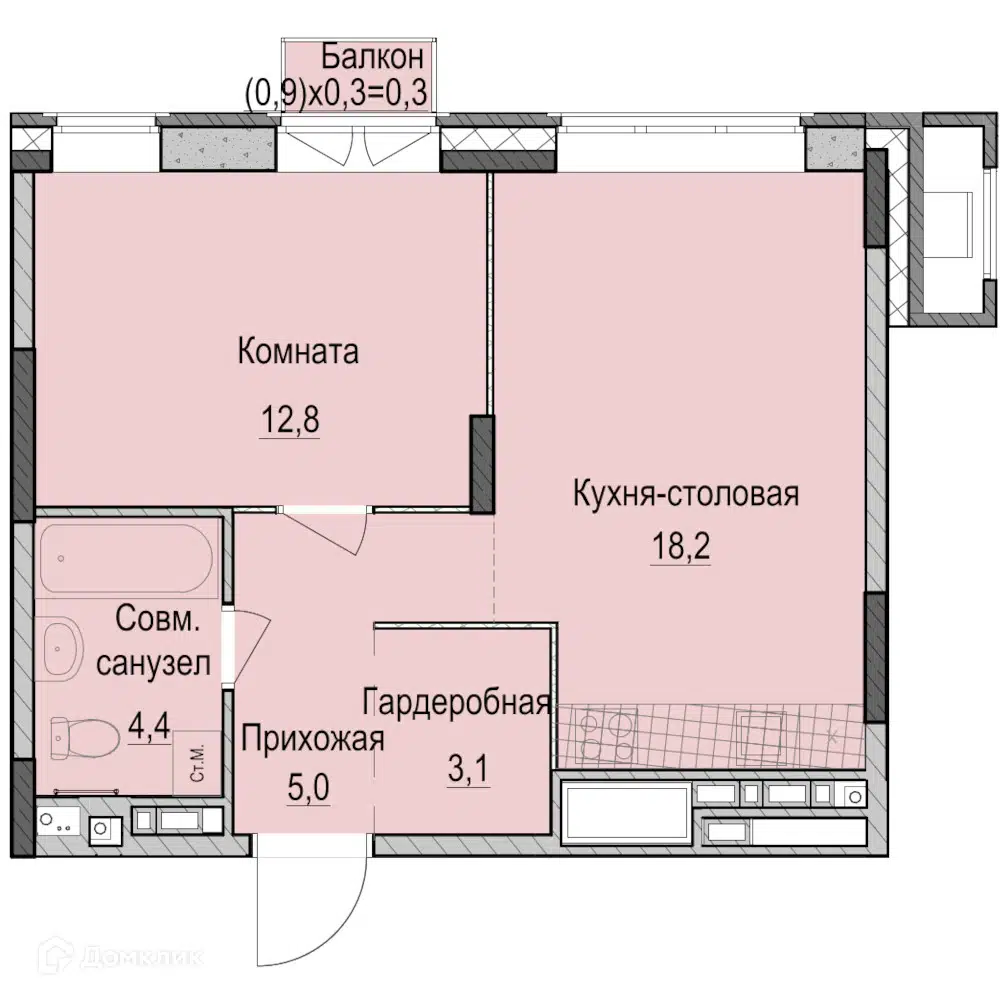 Купить 1-комнатную квартиру, 44 м² в ЖК Фермаполис по адресу Республика  Татарстан, Казань, Приволжский район, жилой массив Ферма-2, недорого –  Домклик