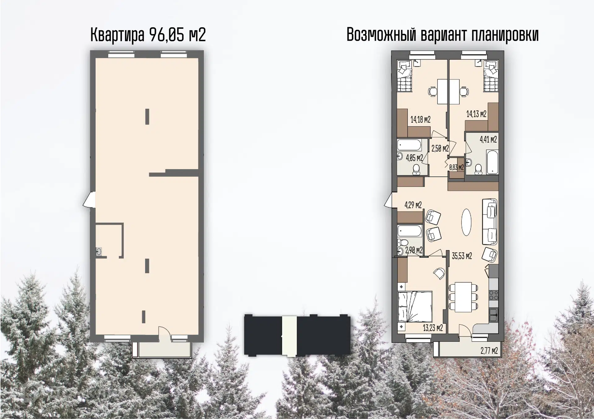 Купить 3-комнатную квартиру, 98.82 м² в ЖК Дом по ул Бориса Лосева по  адресу Ханты-Мансийск, улица Бориса Лосева, 3, недорого – Домклик