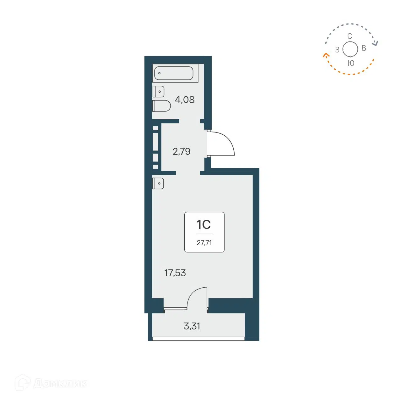 Купить студию, 27.71 м² в ЖК Квартал на Игарской по адресу Новосибирск,  Игарская улица, 5, недорого – Домклик