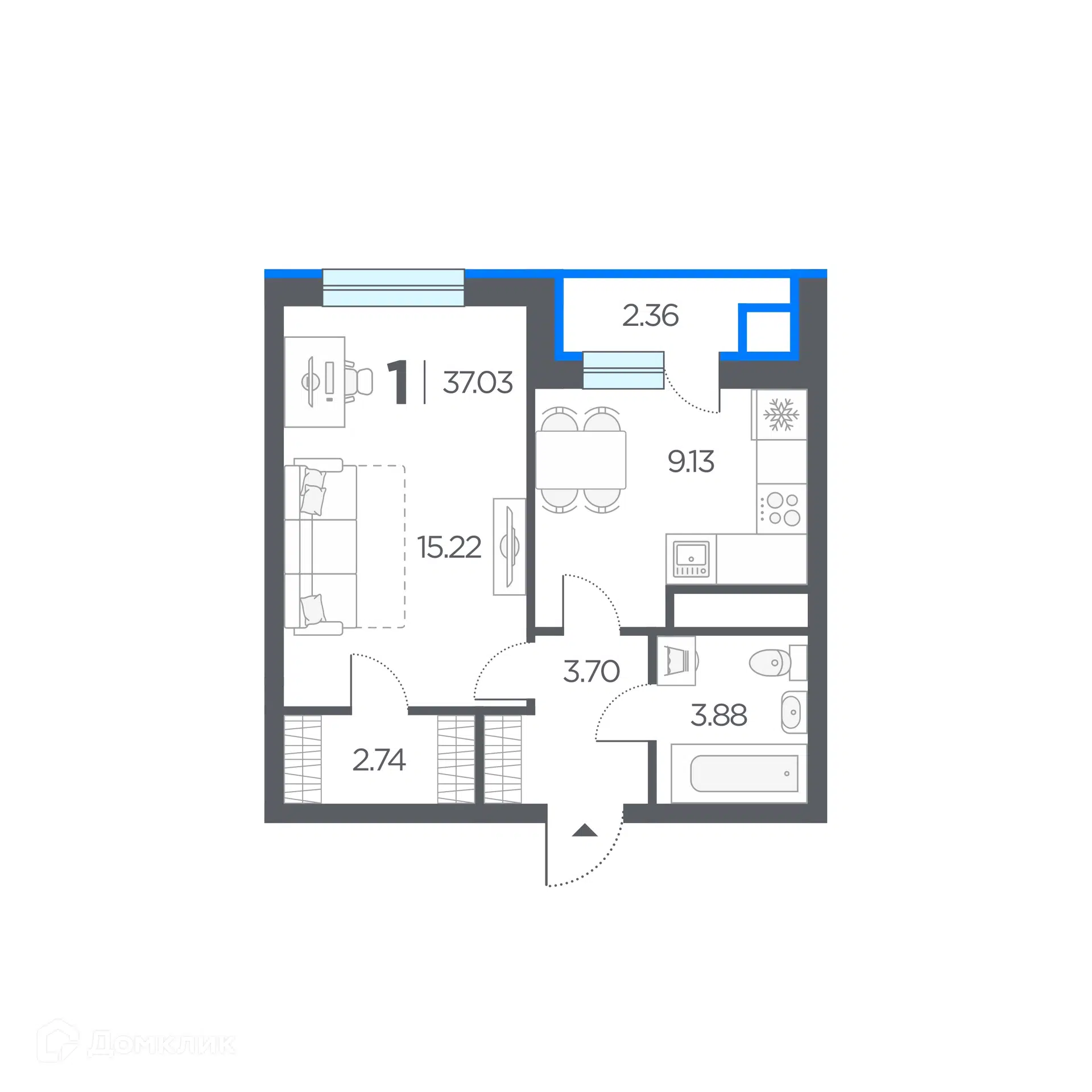 Купить 1-комнатную квартиру, 37.03 м² в ЖК Новые горизонты по адресу  Рязанский район, Дубровическое сельское поселение, автодорога Рязань -  Спасск, 16-й километр, недорого – Домклик