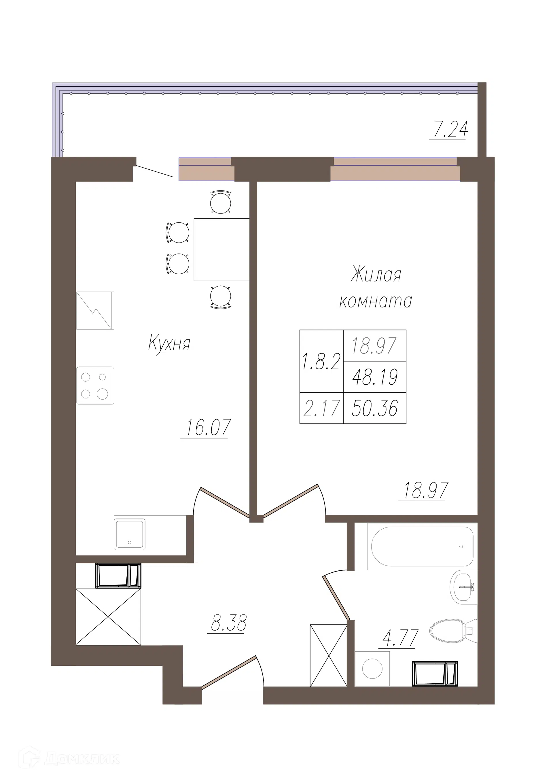 Купить 1-комнатную квартиру, 50.36 м² в ЖК КРЫЛЬЯ по адресу Орёл, улица  Генерала Родина, недорого – Домклик